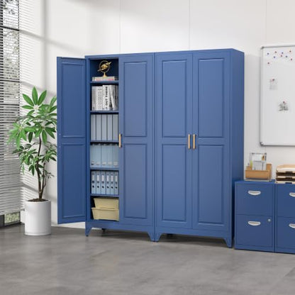 75”Metal Pantry Storage Cabinet with Doors & 5 Adjustable Shelves