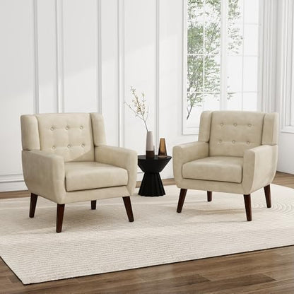 Faux Leather Accent Chairs Set of 2 (2 Count)