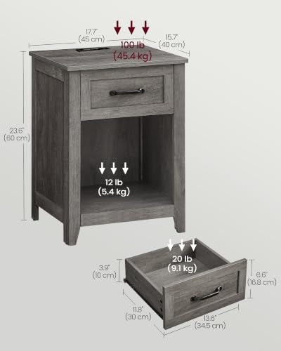 Farmhouse Nightstands with Charging Station (2 Count)