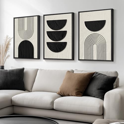 Large Framed Boho Neutral Abstract Wall Art (3 Count)
