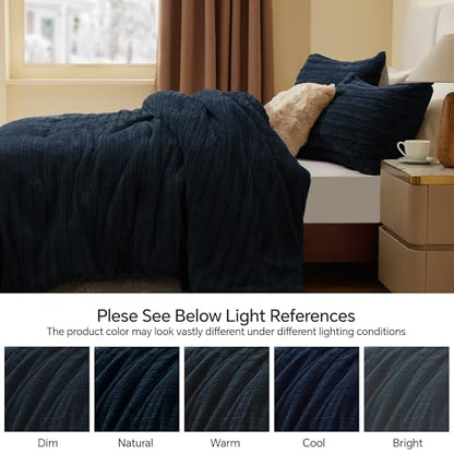 Faux Fur Queen Comforter Set