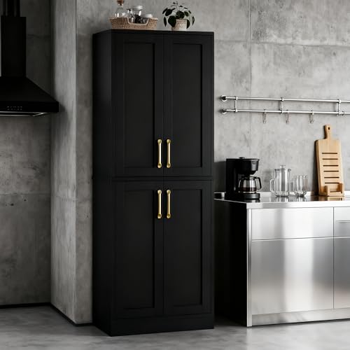Pantry Kitchen Pantry Cabinet with 4 Doors and Adjustable Shelves