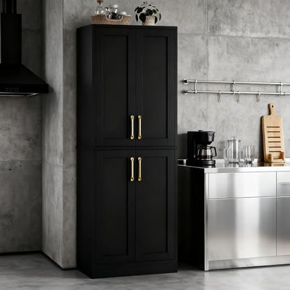 Pantry Kitchen Pantry Cabinet with 4 Doors and Adjustable Shelves