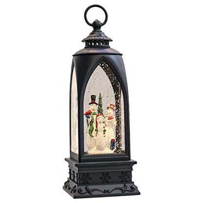 12” Christmas Snow Globe Lantern Snowman with Music & Timer