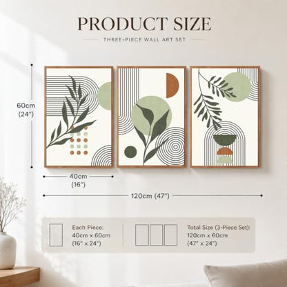 KAlRNE Sage Green Wall Art Abstract Leaves Boho Wall Decor Set (3 Count)
