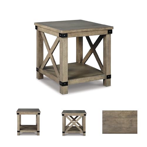 Aldwin Casual Farmhouse Rectangular End Table with Crossbuck Details