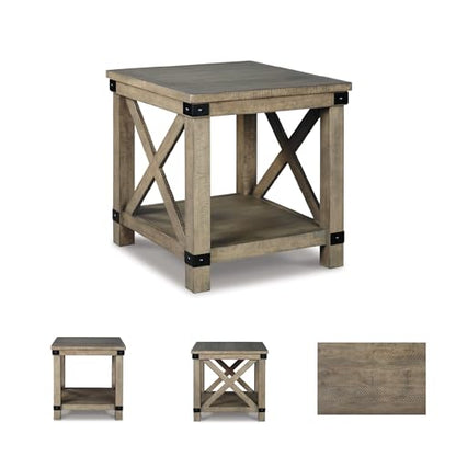 Aldwin Casual Farmhouse Rectangular End Table with Crossbuck Details