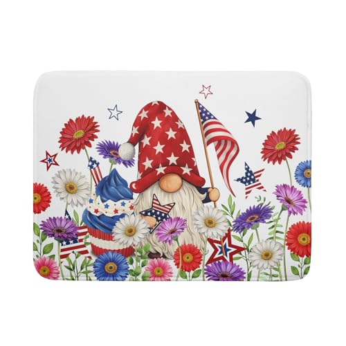 4th of July Dish Drying Mat for Kitchen Counter Cute Patriotic Super Absorbent Reversible Microfiber Kitchen Countertop Protector Dishes Pad Large 18x24 inch
