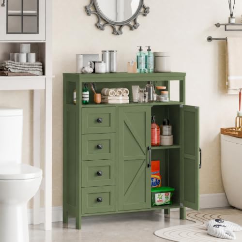 Farmhouse Storage Cabinet with 2 Doors and 4 Drawers