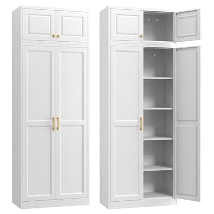 86"Metal Pantry Storage Cabinet with Doors & 4 Adjustable Shelves