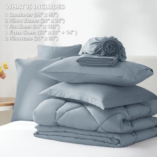 Oversized Queen Comforter Set Dusty Blue