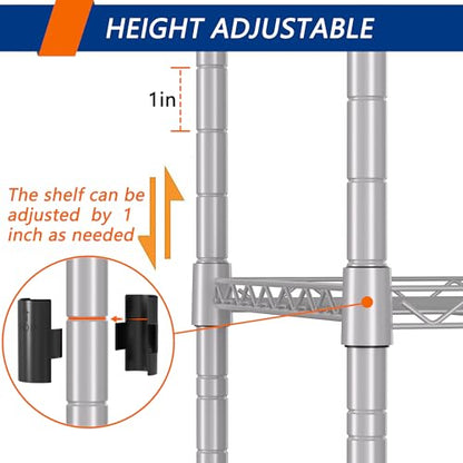 5 Wire Shelving Metal Storage Rack Adjustable Shelves