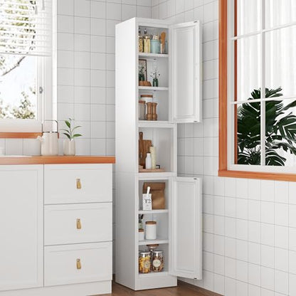Tall Narrow Storage Cabinet 66.93" H Tall Bathroom Cabinets Metal Pantry Cabinet