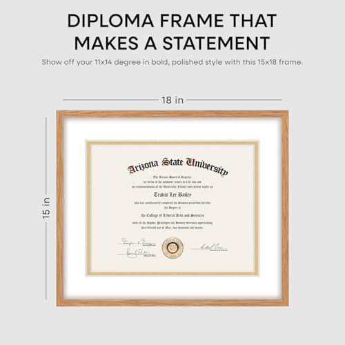 15x18 Natural Oak Diploma Frame (2 Count)