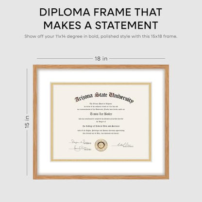 15x18 Natural Oak Diploma Frame (2 Count)