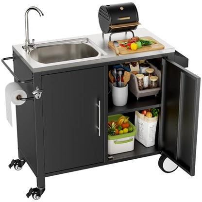Outdoor Grill Table with Sink