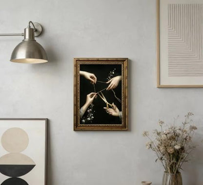 Vintage Gold Framed Thread of Life Wall Art