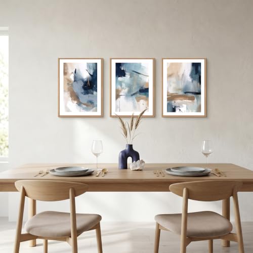 Abstract Navy Blue Framed Canvas Wall Art