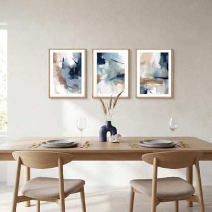 Abstract Navy Blue Framed Canvas Wall Art
