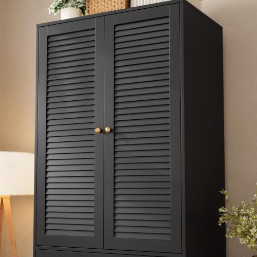 70" Wardrobe Armoire Wooden Closet with 3 Drawers
