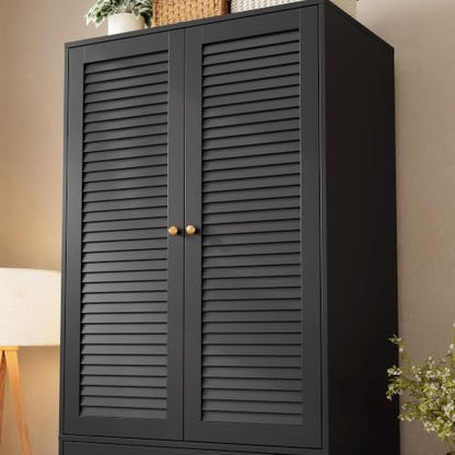 70" Wardrobe Armoire Wooden Closet with 3 Drawers