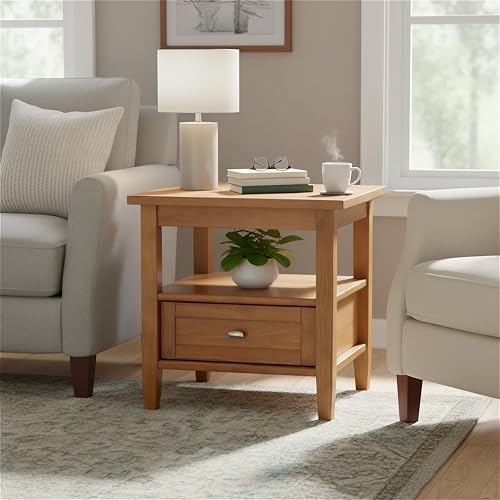 Warm Shaker 20" Wide Solid Wood End Table in Warm Honey Brown