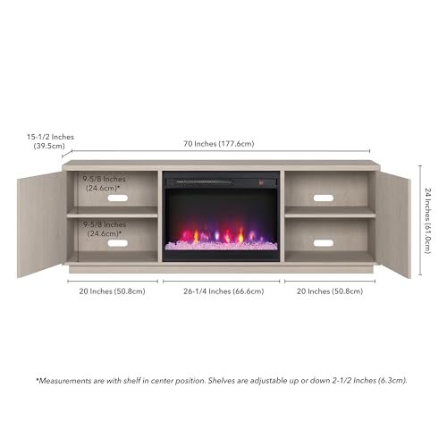 70" TV Stand with Crystal Fireplace