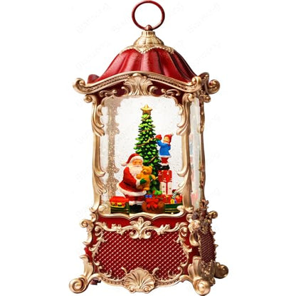 Snow Globes Lantern Home Decor Accent for Child Santa Claus Tree Auto Snowfall Glitter Music Collection with 6H Timer USB
