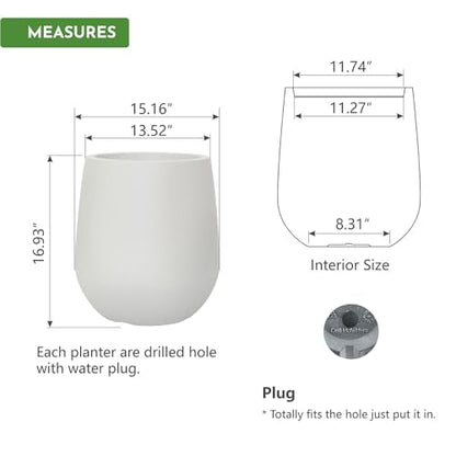 16.9" H Large Tall Plastic Planter w