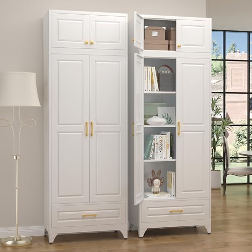 90" Metal Storage Cabinet with Doors and 3 Adjustable Shelves