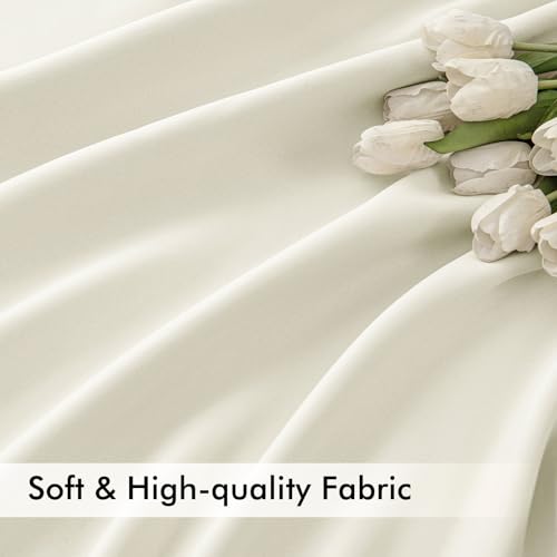 Cream Back Tab Blackout Curtains 52x96 Inch Long 2 Panels Set (2 Count)