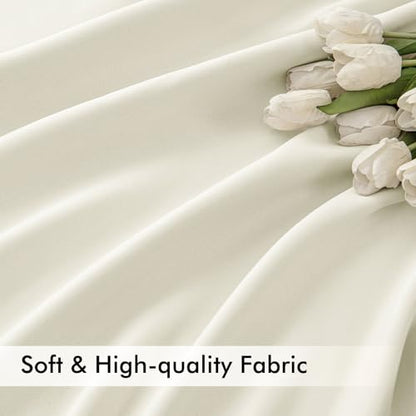 Cream Back Tab Blackout Curtains 52x96 Inch Long 2 Panels Set (2 Count)