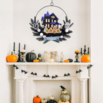 Pre Lit Halloween Wreath for Front Door