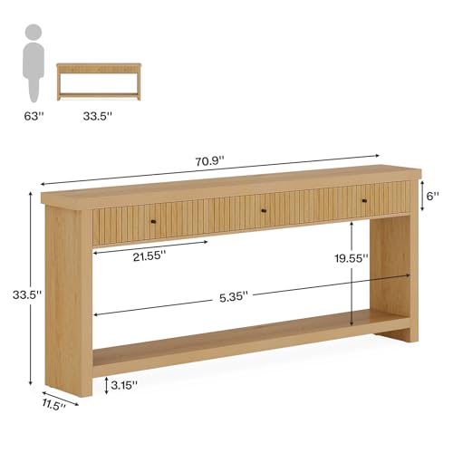 70.9 inch Console Table with 3 Drawers
