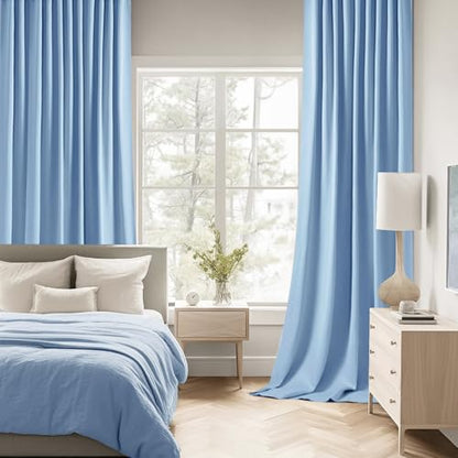 Sky Blue Back Tab Blackout Curtains 52x108 Inch Long 2 Panels Set (2 Count)