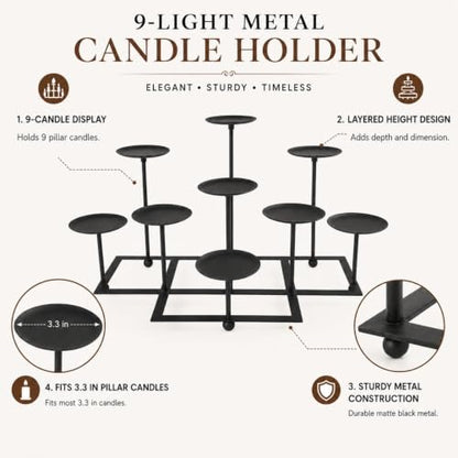 Pillar Fireplace Candle Holder for Inside Fireplace (9 Count)