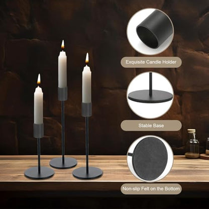 Black Candlestick Holders Bulk for Taper Candles Decorative Metal Candelabra Candle Holders Fit 0.8 Inch Diameter Candles Gold Taper Candle Stands for Wedding Home Party Table Decor (54 Count)