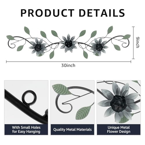 Metal Wall Art Modern Minimalist Metal Flowers Indoor Decor Horizontal Wall Art Iron Artwork