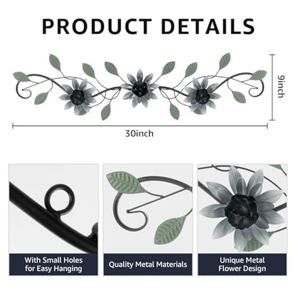Metal Wall Art Modern Minimalist Metal Flowers Indoor Decor Horizontal Wall Art Iron Artwork