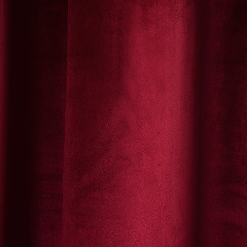 Set of 2 Heavy Velvet Flannel Blackout Window Curtains Drapes with Top Grommet Draperies Eyelet 52 Inches Wide by 120 Inches Long