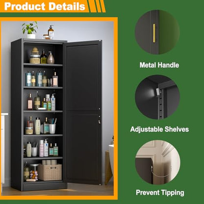 Metal Locker Tall Narrow Storage Cabinet