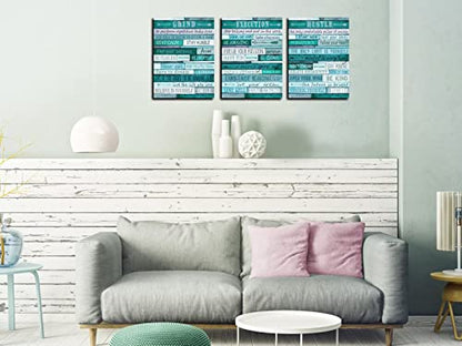 Motivational Quotes Teal Wall (3 Count)