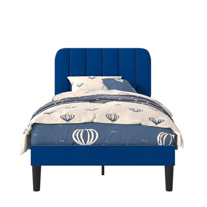 Twin Size Bed Frame with Upholstered Headboard