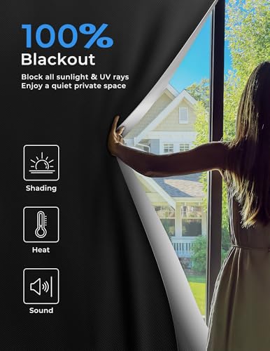 Blackout Curtains for Bedroom Portable 47"x48" Blackout Shades (15.96 Sq Ft)
