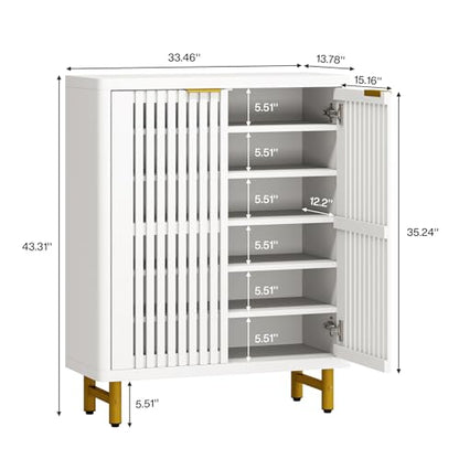 6 Tier Shoe Cabinet with Shutter Doors