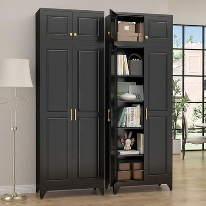 90”Metal Pantry Storage Cabinet with Doors & 4 Adjustable Shelves