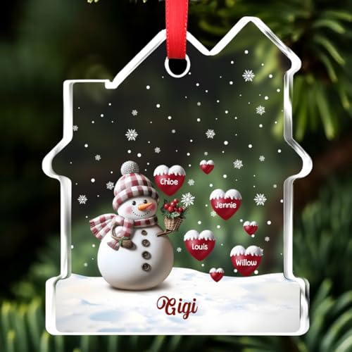 Custom Family Christmas Glass Ornament