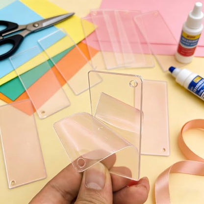 100 Pieces Rectangular Acrylic Blanks for Keychain Names Tags (100 Count)