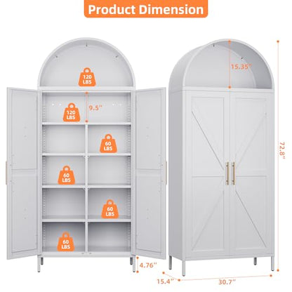 72.8 in Metal Arched Pantry Cabinet