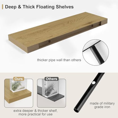 12" Deep Oak Floating Shelves